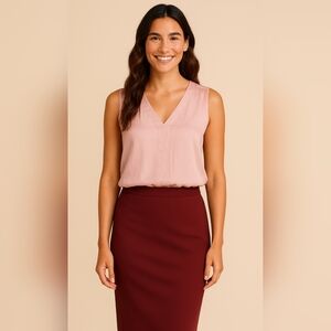 BANANA REPUBLIC Satin V-Neck Sleeveless Top, Size S